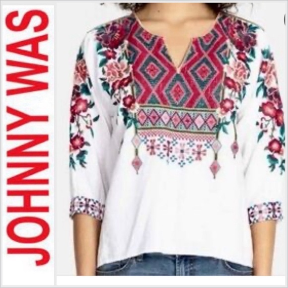 Johnny Was Tops - Johnny Was Annaliese Linen Top XXL